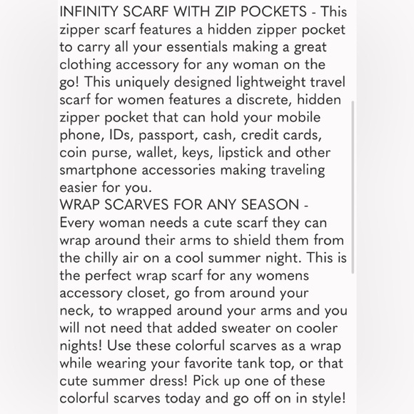 Sholdit-Infinity Scarf with zip picket 32x10 Black with silver sparkles - Picture 4 of 4